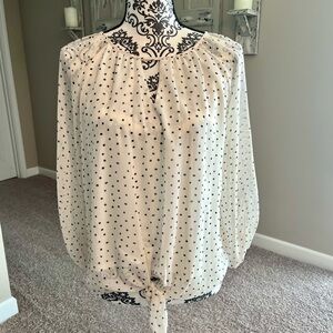 West Kei Cream and Black Polka Dot Blouse